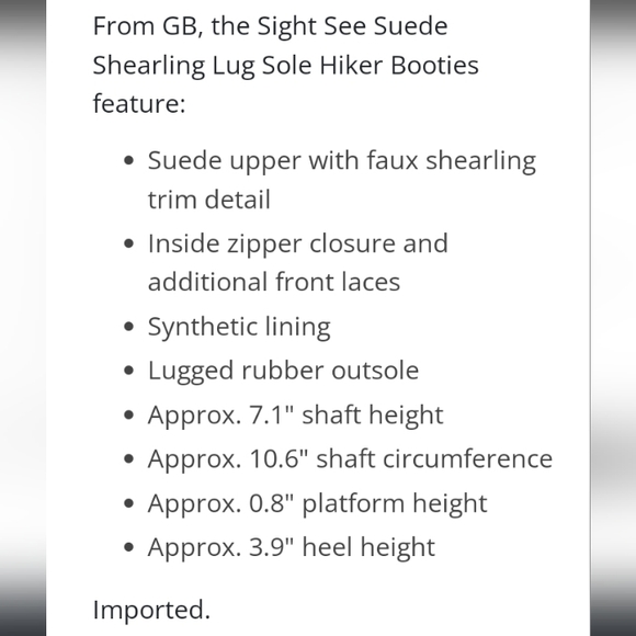 New w/o box Gianni Bini Sight-See Suede Shearling Hiker Platform Booties 9.5 NEW - Picture 4 of 13